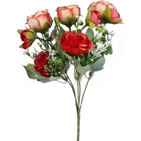 Bouquet di peonie deluxe - Rosse, artificiali, 5 pezzi, altezza 35 cm (1/3)