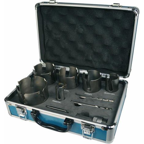 Makita Set de Sierra de Corona D-51297 (9 piezas), herramienta profesional para cortes precisos, diseño optimizado, alta resistencia, compatibilidad con múltiples dispositivos, color metálico.