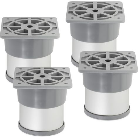 4er Set Möbelfüße ALFA Ø 50 mm Höhe 60 mm Silberoptik eloxiert (1/2)
