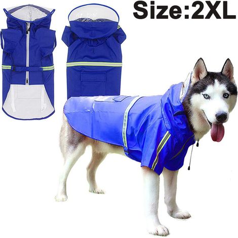 Imperméable pour chien, harnais, poncho, sweat à capuche, gilet de sauvetage, veste imperméable, ajustable, éclairage neige, sécurité, bande réfléchissante, antidérapant, coupe-vent, chasse-neige (1/5)