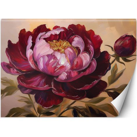 Fototapete Blume Pfingstrose Rot Gemalte 100x70 cm
