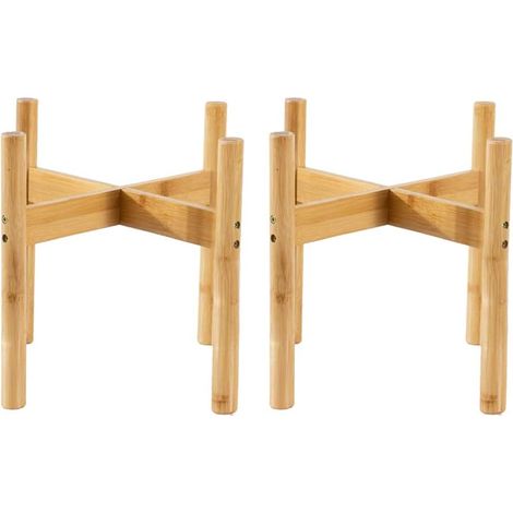 Lot de 2 supports pour plantes d'intérieur en bambou naturel pour la maison, le bureau, le jardin, la terrasse, la pelouse, la cour (S) (1/5)