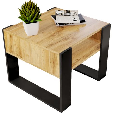 Table basse moderne, chêne wotan, 55 x 55 cm (1/4)