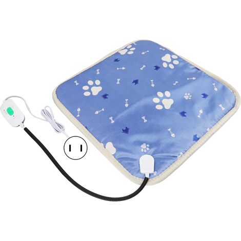 Matelas chauffant électrique imperméable pour chien et chat - 3 niveaux de température, prise US 110V, bleu (1/5)