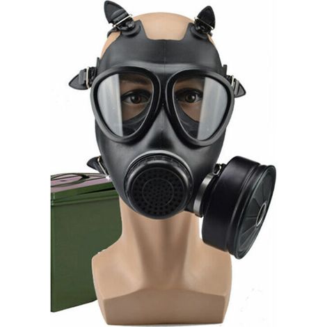 Masque à gaz anti-chimique d'urgence masque anti-incendie filtre auto-amorçant masque de protection masque monté sur la tête masque à gaz (1/3)