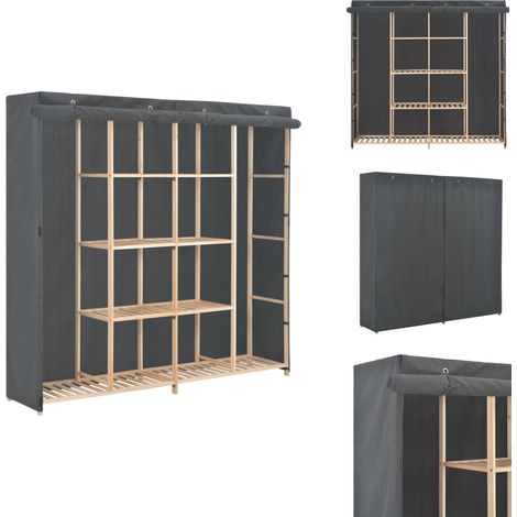Garde-robe Gris 173x40x170 cm Tissu - Armoire - Placard - Dressing - Meuble Rangement - Armoire Tissu (1/5)