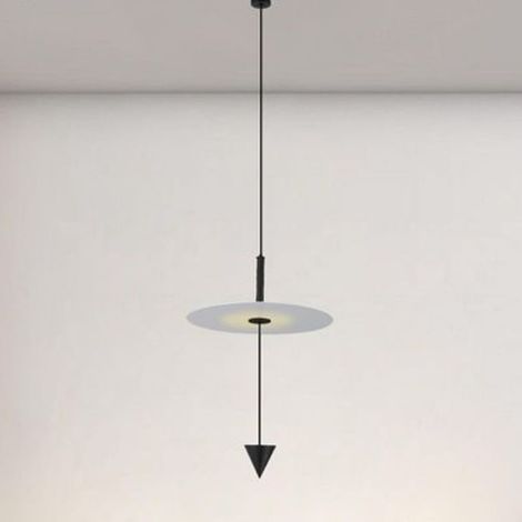 Trade Shop - Pendelleuchte 12W LED-Licht 4000K weiße Scheibe Ø23CM schwarzer Kegel 32996 - (1/4)