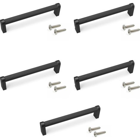 Emuca Bergen Juego de 5 Tiradores de Aluminio Negro 141 mm (1/5)