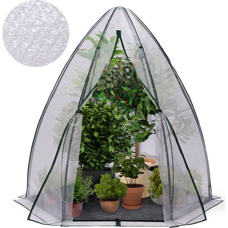 Idmarket – Serre d'hivernage dôme 160 x 160 x 180 cm – Bâche bulle 3 couches – Isolation thermique optimale – Porte zip pour accès facile