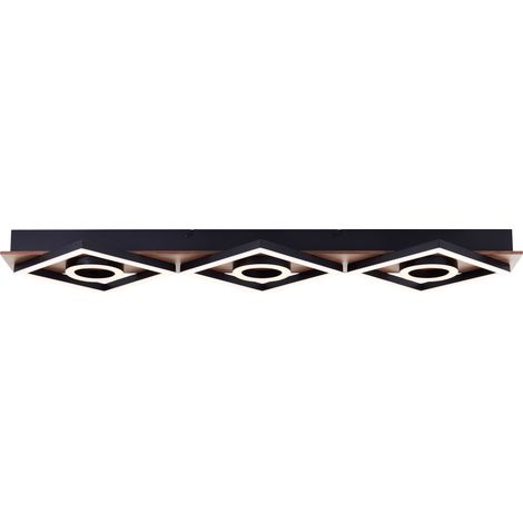 Plafonnier noir avec bois Maureen 88 cm - G80113/76 (1/5)