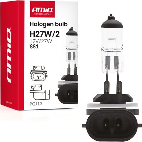 Lampadina alogena H27W/2 881 PGJ13 12V 27W amio-04413 (1/3)