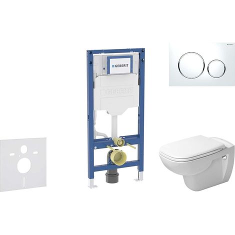 Geberit Duofix - Set Vorwandelement, D-Code-WC mit Softclose-Sitz und Sigma20-Betätigungsplatte, weiß/Chrom glänzend SANI11CP3103 (1/5)