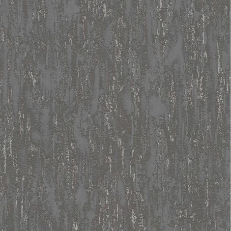 BRICOFLOR Papier Peint noir effet béton Tapisserie noir béton pour bureau, salon & plus Papier Peint intissé imitation béton (1/4)