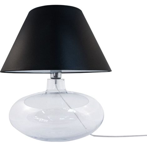 Lampe de table Adana verre clair abat-jour noir E27 (1/4)