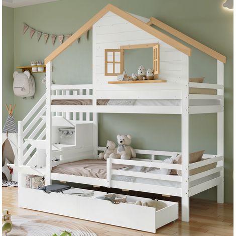 Bett Schlafbett mit Stauraum 90x200 Holz OKMYHOME (1/5)