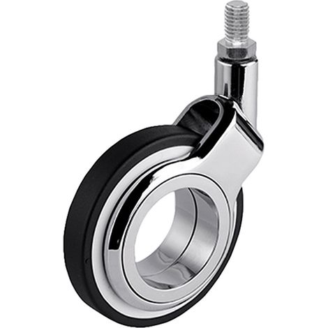 Roulette DESIGN "O" pivotante Ø 60 mm ZAMAK CHROMÉ à tige filetée (1/2)