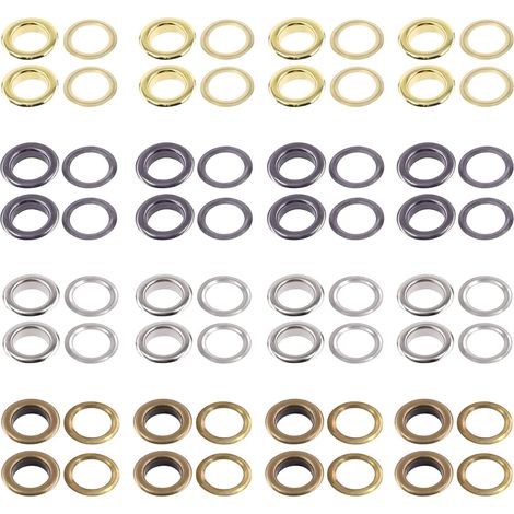 Lot de 64 - Œillets métalliques - Rondelles acier - Réparation toile cuir rideaux - Bricolage décoration - Or argent noir bronze - 25 mm