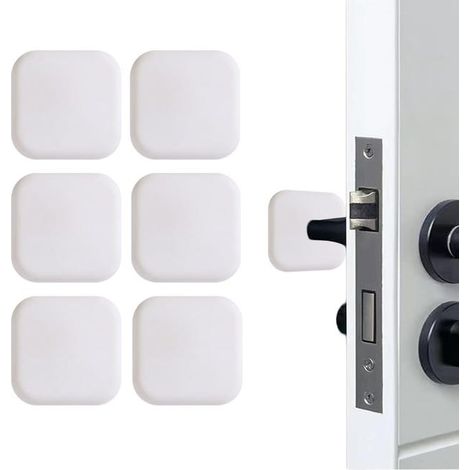 Set mit 6 selbstklebenden Türgriffstoppern aus weichem Gummi, 4 cm breit (quadratisch, weiß)