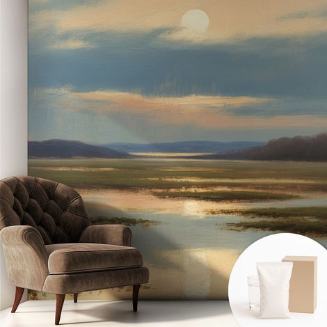 Newroom Tapete Dekorative Vliestapete mit Kleber Modern für Wohnzimmer Schlafzimmer Stimmungsvolle Landschaft 250x250 cm (1/5)