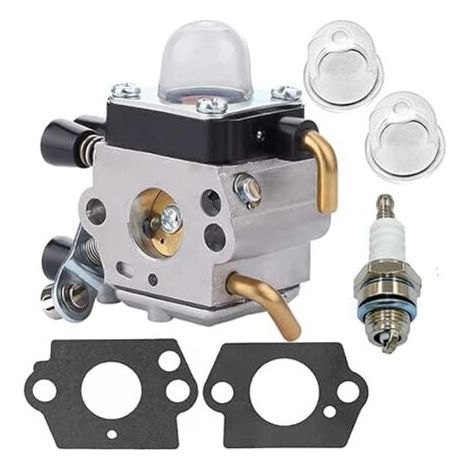 Vergaser für Stihl FS38, FS45, FS46, FS55, FS55r, FS55rc, FS74, FS75, FS80, FS85, KM55, HL45, KM55r, Rasenmähervergaser mit Dichtungen, Primerpumpe und Zündkerze (1/5)