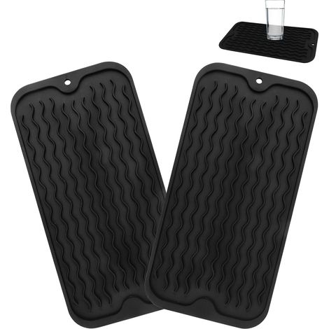 2er-Pack 30x15 cm rutschfeste, hitzebeständige Silikon-Küchenabtropfmatten (230°C) (1/5)