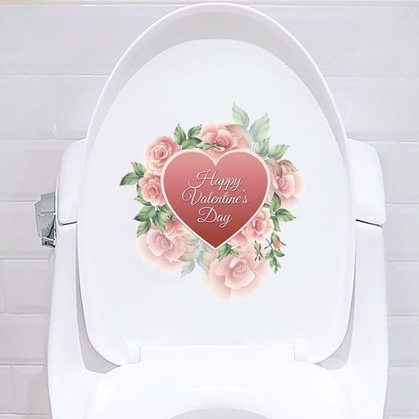 Love flower slogan toilet seat cover sticker, home decor wall sticker (1/4)
