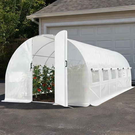 Serre de jardin blanc en acier PE 597 x 295 x 200 cm (1/5)
