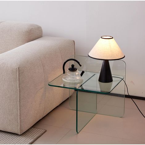 Mesa auxiliar de vidrio templado transparente 45 x 45 x 41 cm, REDOM (1/5)