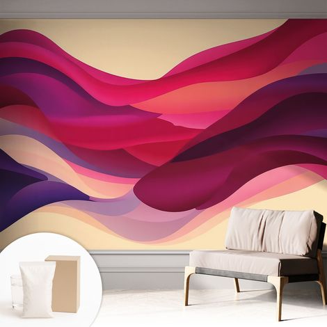 Tapete Vliestapete mit Kleber für Wohnzimmer Schlafzimmer Küche - Wanddekoration Fließende Wellen 312x219 cm (1/5)