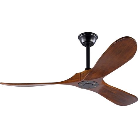 Ventilador de techo de 52 pulgadas con 3 aspas de madera, efecto nogal, con mando, 35 W (1/5)