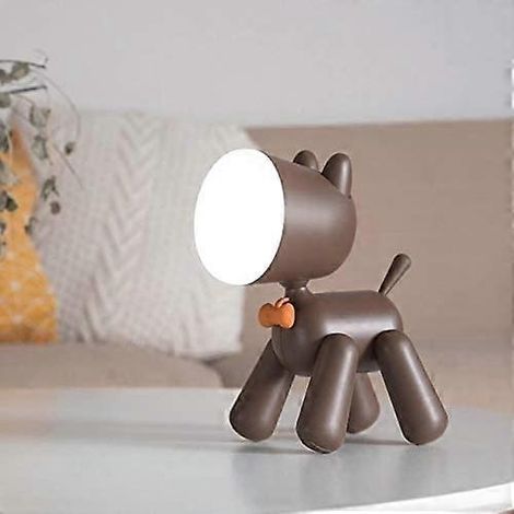 Lampe de bureau LED créative, veilleuse chiot, lampe de bureau LED rechargeable par USB (couleur du corps : noir et blanc) (1/5)