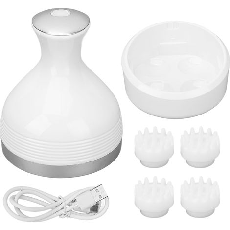 Masseur de tête électrique, masseur pour chat/animal de compagnie, peigne de massage du cuir chevelu, masseur pour la santé de la tête, peigne en forme de griffe de dragon, style anglais, blanc. (1/5)