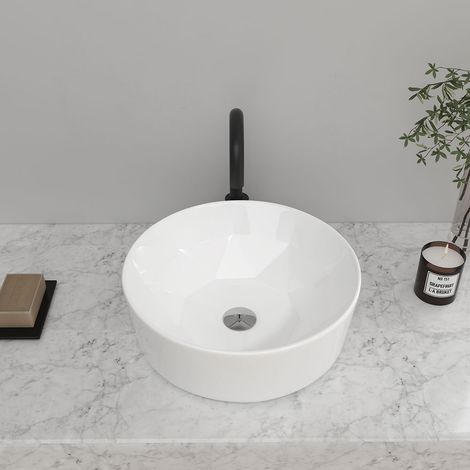 Modern Counter Round White Bathroom Sink Art Basin (1/5)