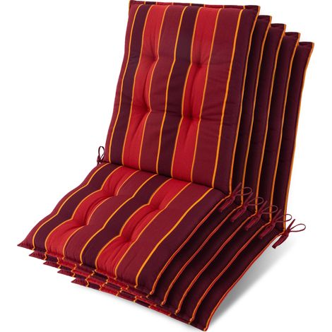 5x Niederlehner Sun-NL Auflage 105x50x8cm Rot-Gestreift