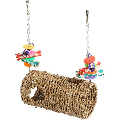 Tunnel herbe perroquets balançoire relaxante mâcher jouet maison tissé trou calopsitte perruche hamster (1/5)