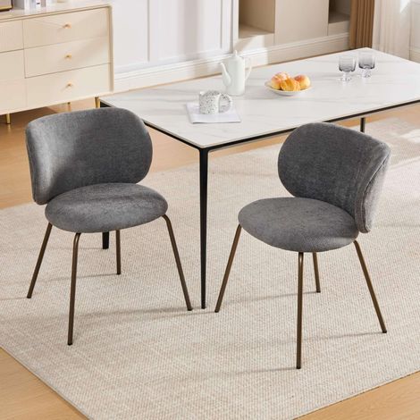 chaise salle manger chenille grise 57x52x47 cm OKMYHOME (1/5)