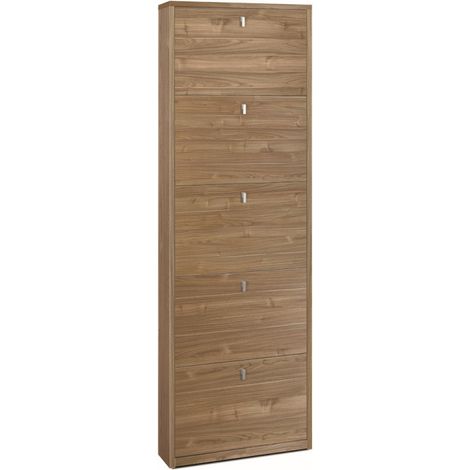 Zapatera de 5 puertas 63L x 18P x h190 – Acabado en madera nogal Stelvio – Sarmog