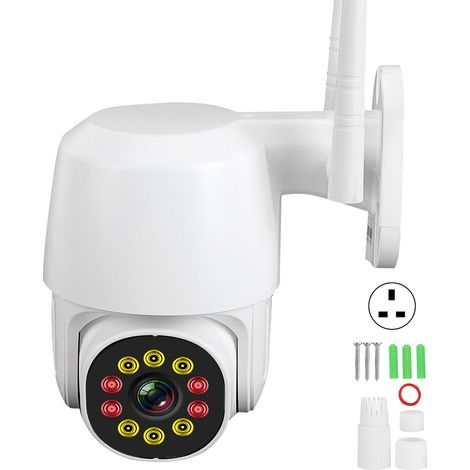 Caméra Extérieure 360° WiFi Dôme IP66 HD Détection Mouvement Surveillance Maison Sécurité 100-240V Prise UK (1/5)