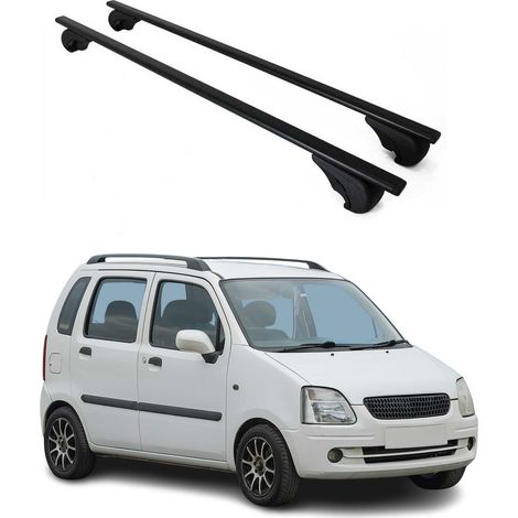OMAC Barres de toit pour Opel Agila I II 2000-2014 – TÜV / DIN 75302:2019 – Antivol inclus – Charge max 75 kg – 2 barres Noir (1/4)