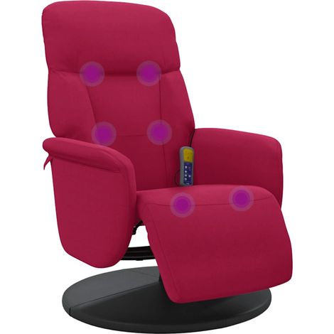 Poltrona Reclinante Massaggi Poltrona Relaxante Poggiapiedi Rosso Vino Velluto (1/4)