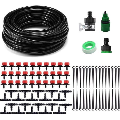 Kit d'irrigation Goutte - 25m Micro Irrigation Goutte à Goutte Réglable de Jardin DIY Système d’arrosage Automatique pour Jardin, Pelouse, Plante, Paysage, Potager, Serre (1/5)