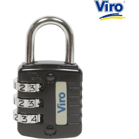 Viro 404.7.47 Lucchetto a Combinazione Variabile per Valigie e Armadietti 3 Combinatori Arco 30mm colore Nero Cromato (1/2)