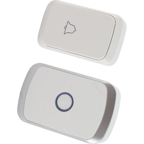 Kit de sonnette sans fil argentée à piles avec 1 émetteur et 1 récepteur pour la maison (1/5)