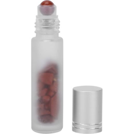 Flacon en verre givré 10ml avec rouleau en pierres naturelles, flacon roll-on huiles essentielles, bouteille de voyage recyclable, lot de 1, idéal aromathérapie (1/5)