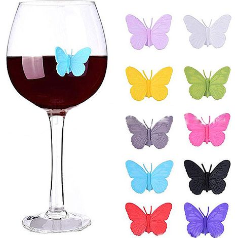 Marqueur En Verre - Marqueur À Vin Réutilisable En Silicone - Pour Verres À Vin Et Récipients - Lot De 6 (1/5)