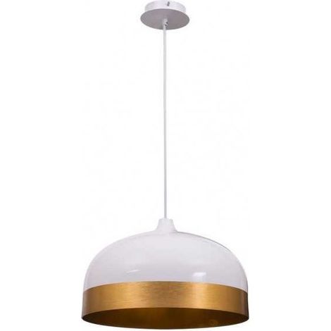 Pendentif edison 1xe27 h.reg.xp.33cm blanc/or