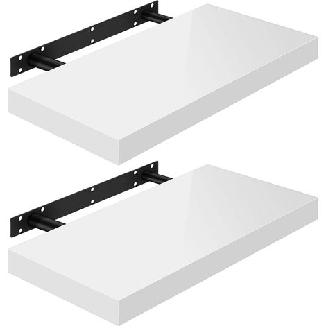 WOLTU 2x High Gloss Wall Storage Shelf CD Media Storage Rack 30 x 22.9 x 3.8 cm White