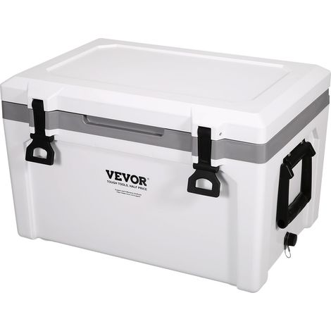 VEVOR Glaciere Portable 49,2 L 45-50 Canettes Glaciere Rigide Isotherme Hermetique en Plastique PP Isolation en Mousse pour Garder au Froid les Aliments Boissons Randonnee Pique-Nique 62,5x43x45 cm
