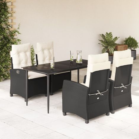 Set de muebles jardín 5 pzas con cojines ratán sintético negro vidaXL (1/5)