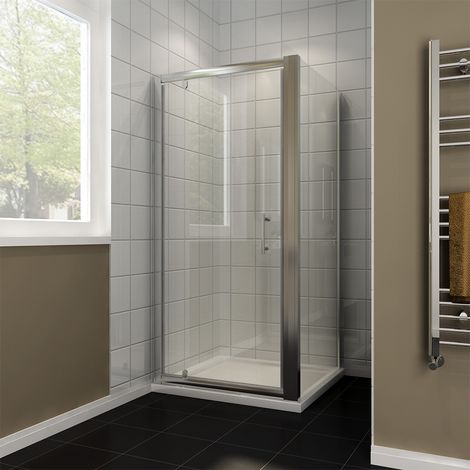 ELEGANT Shower Enclosure 1000 x 900 mm Pivot Hinge Glass Screen Door Cubicle with Side Panel (1/5)